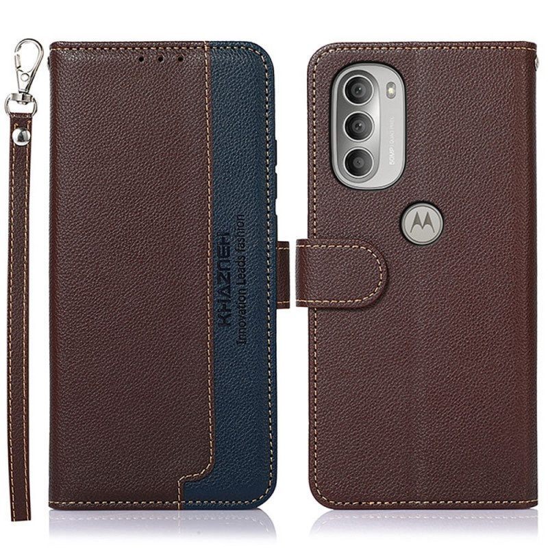 Folio-hoesje voor Moto G51 5G Lychee-stijl Rfid Khazneh