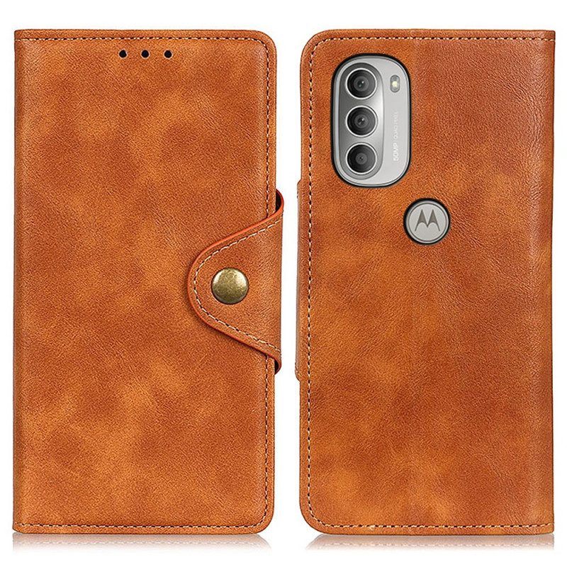 Folio-hoesje voor Moto G51 5G Vintage Kunstleer En Knop