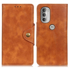 Folio-hoesje voor Moto G51 5G Vintage Kunstleer En Knop