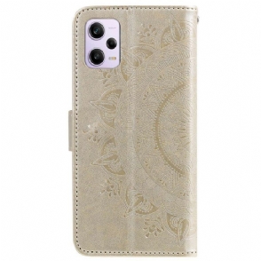 Folio-hoesje voor Xiaomi Redmi Note 12 Pro Mandala Zon Met Lanyard