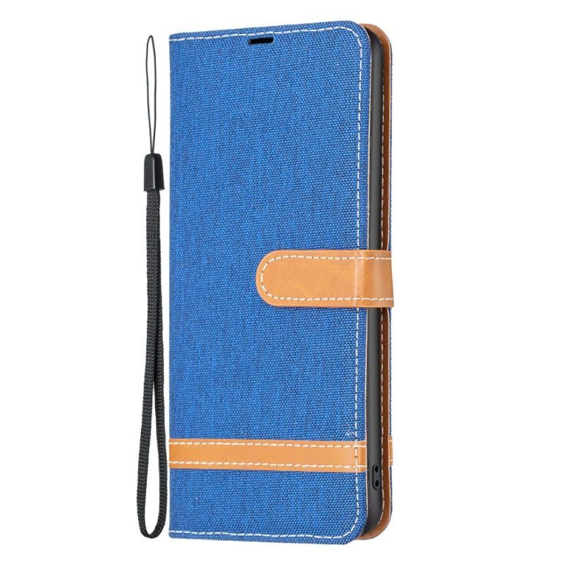 Folio-hoesje voor Xiaomi Redmi Note 12 Pro Met Ketting Band Van Stof En Leereffect