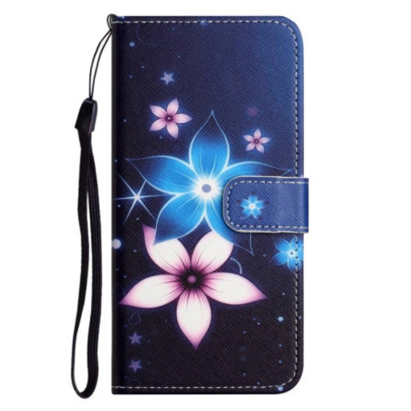 Flip Case voor Samsung Galaxy S23 5G Maan Bloemen