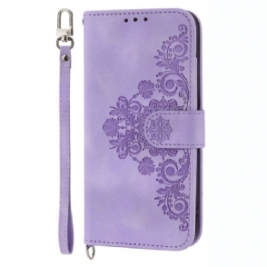 Flip Case voor Samsung Galaxy S23 5G Met Ketting Kanten Mandala Met Bandjes