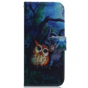 Folio-hoesje voor Samsung Galaxy S23 5G Uilen Schilderen