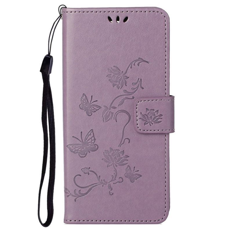 Folio-hoesje voor Samsung Galaxy S23 5G Vlinders En Bloemen