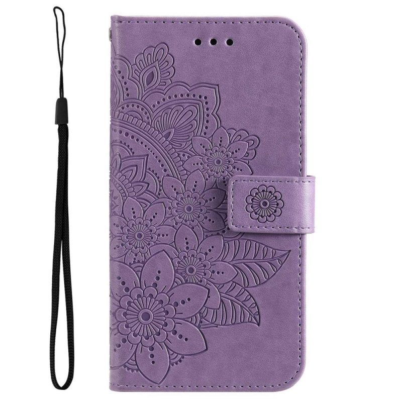 Leren Hoesje voor Samsung Galaxy S23 5G Met Ketting Strakke Mandala