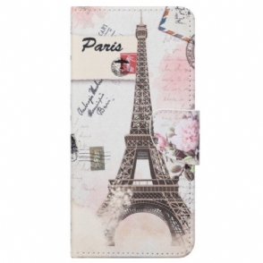 Leren Hoesje voor Samsung Galaxy S23 5G Vintage Eiffeltoren