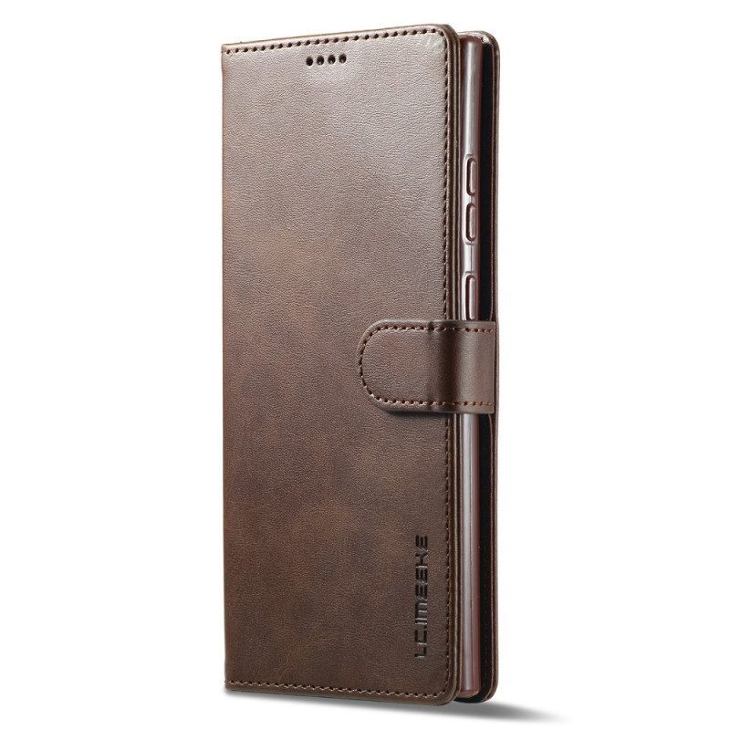 Folio-hoesje voor Samsung Galaxy S23 Ultra 5G Azns Ledereffect