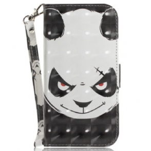 Folio-hoesje voor Samsung Galaxy S23 Ultra 5G Met Ketting Boze Panda Met Lanyard