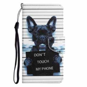 Folio-hoesje voor Samsung Galaxy S23 Ultra 5G Met Ketting Hond Raakt Mijn Telefoon Niet Aan Met Lanyard