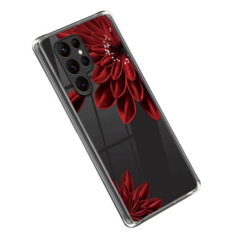 Hoesje voor Samsung Galaxy S23 Ultra 5G Rode Bloemen