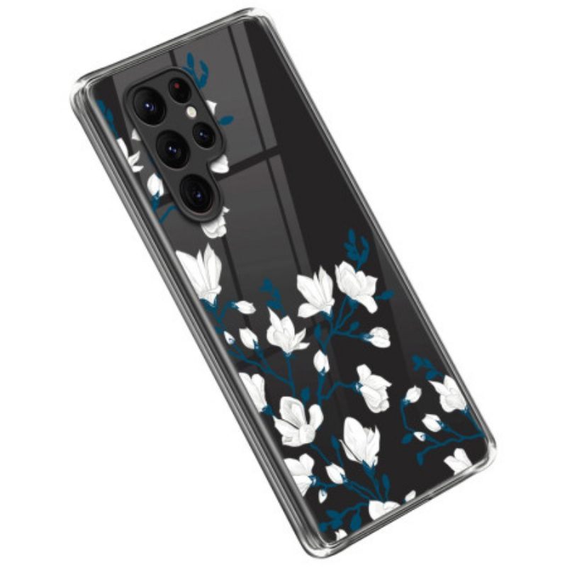 Hoesje voor Samsung Galaxy S23 Ultra 5G Witte Bloemen