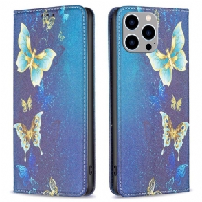 Bescherming Hoesje voor iPhone 14 Pro Max Folio-hoesje Vlinders