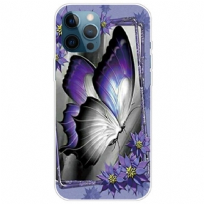 Hoesje voor iPhone 14 Pro Max Paarse Vlinder