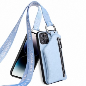 Hoesje voor iPhone 14 Pro Max Portemonnee En Lanyard