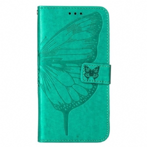 Leren Hoesje voor iPhone 14 Pro Max Met Ketting Barokke Strappy Vlinder