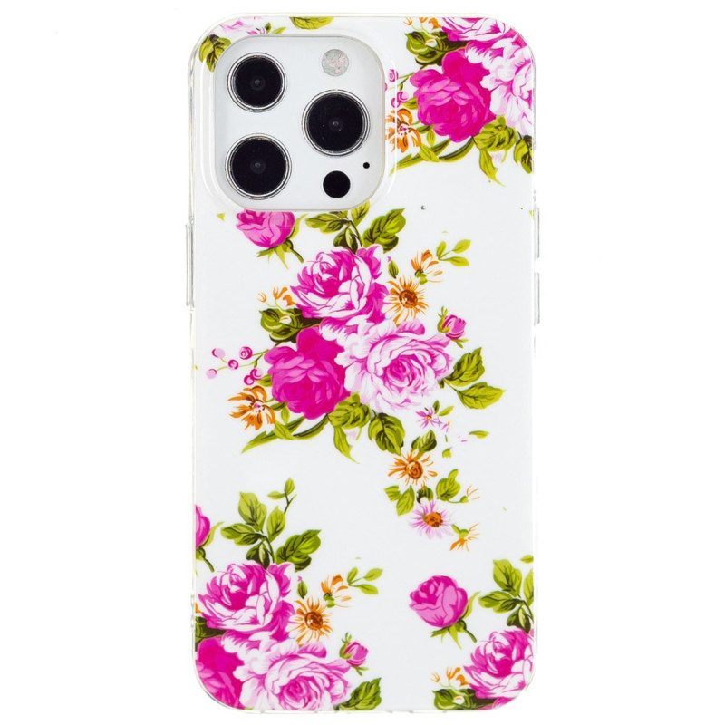 Hoesje voor iPhone 15 Pro Fluorescerende Bloemen