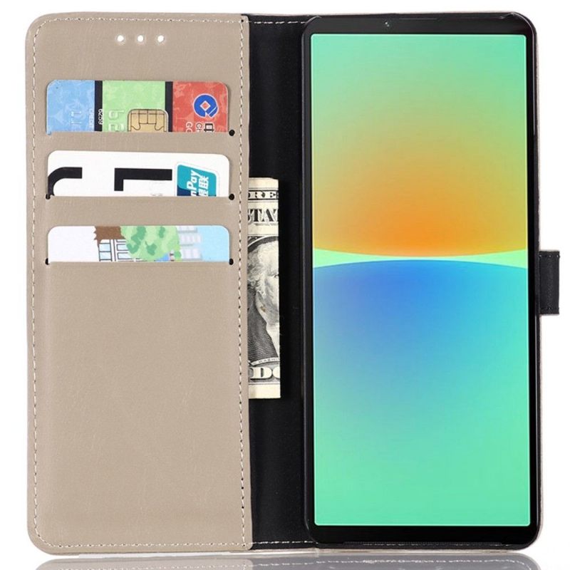 Cover voor Sony Xperia 10 IV Folio-hoesje Retro Kunstleer Folio