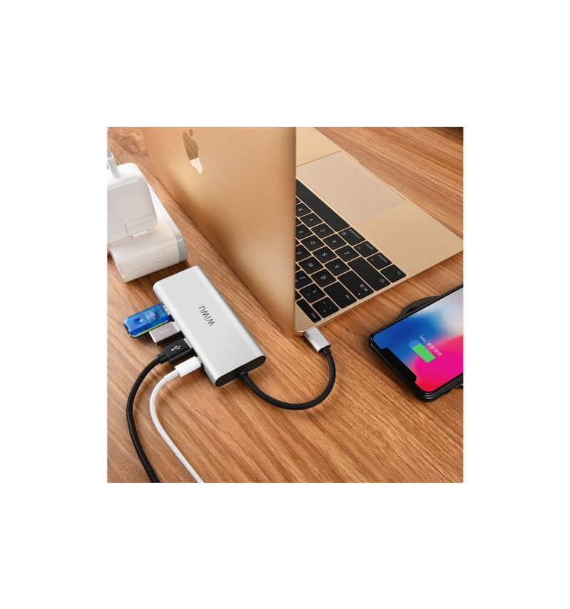 Usb-C Naar Hdmi / Usb Hub-Adapter Voor Computer - Zilver