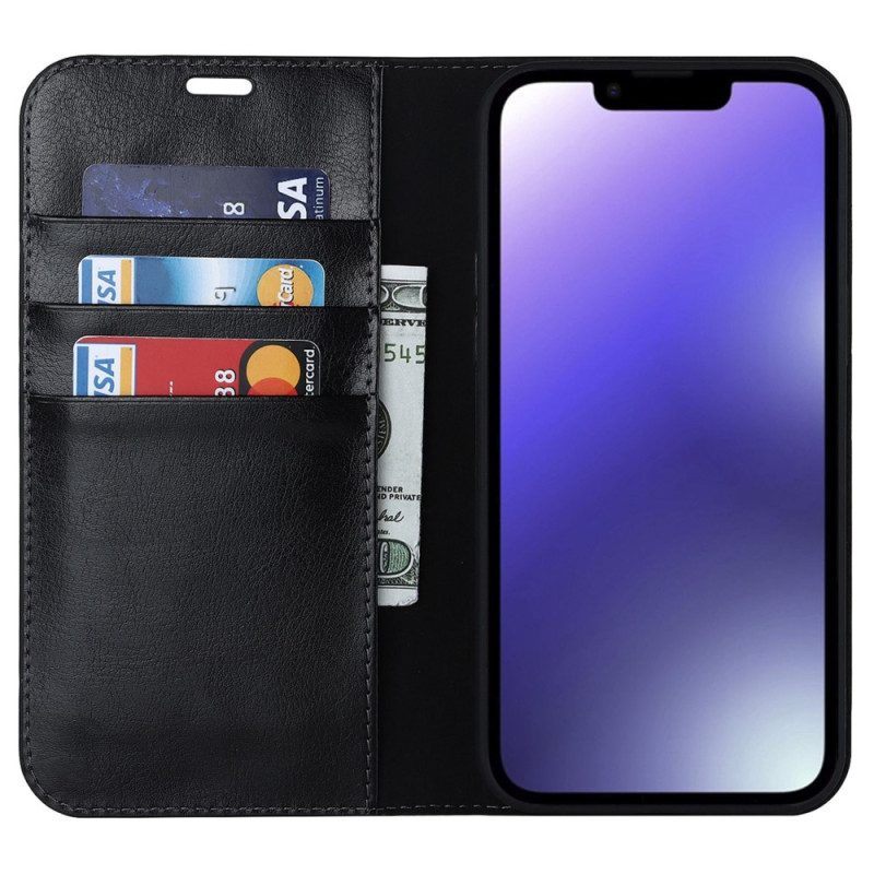 Bescherming Hoesje voor iPhone 14 Plus Folio-hoesje Echt Leer