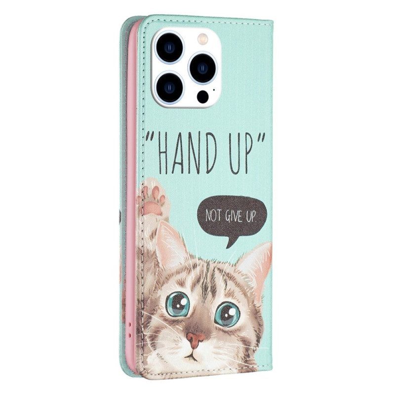 Bescherming Hoesje voor iPhone 14 Pro Folio-hoesje Hand Omhoog