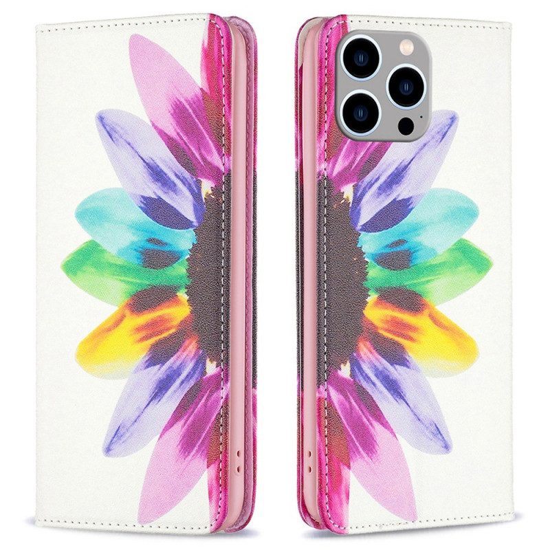 Bescherming Hoesje voor iPhone 14 Pro Max Folio-hoesje Aquarel Bloem