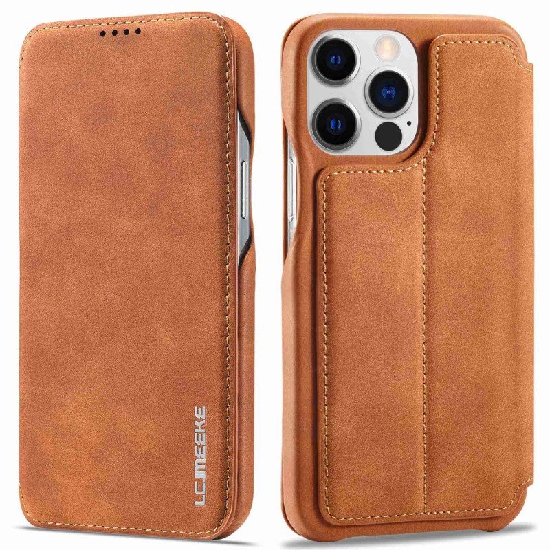 Bescherming Hoesje voor iPhone 14 Pro Max Folio-hoesje Lc.imeeke Ledereffect