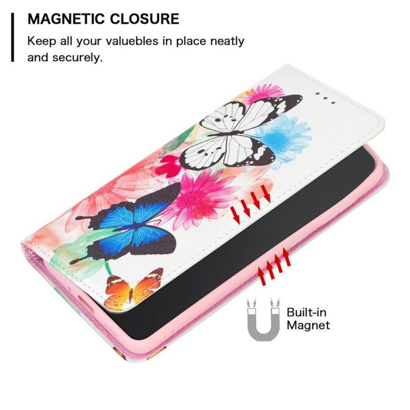 Bescherming Hoesje voor iPhone 14 Pro Max Folio-hoesje Vlinders