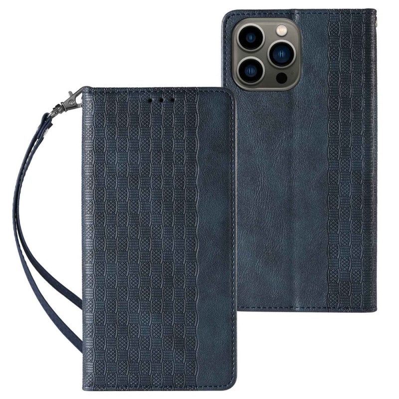 Bescherming Hoesje voor iPhone 14 Pro Met Ketting Folio-hoesje Vintage Bandjes