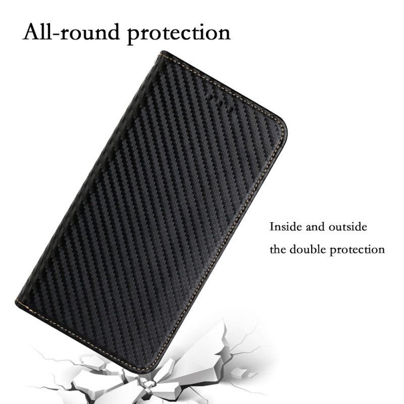 Bescherming Hoesje voor iPhone 15 Met Ketting Folio-hoesje Koolstofvezelband