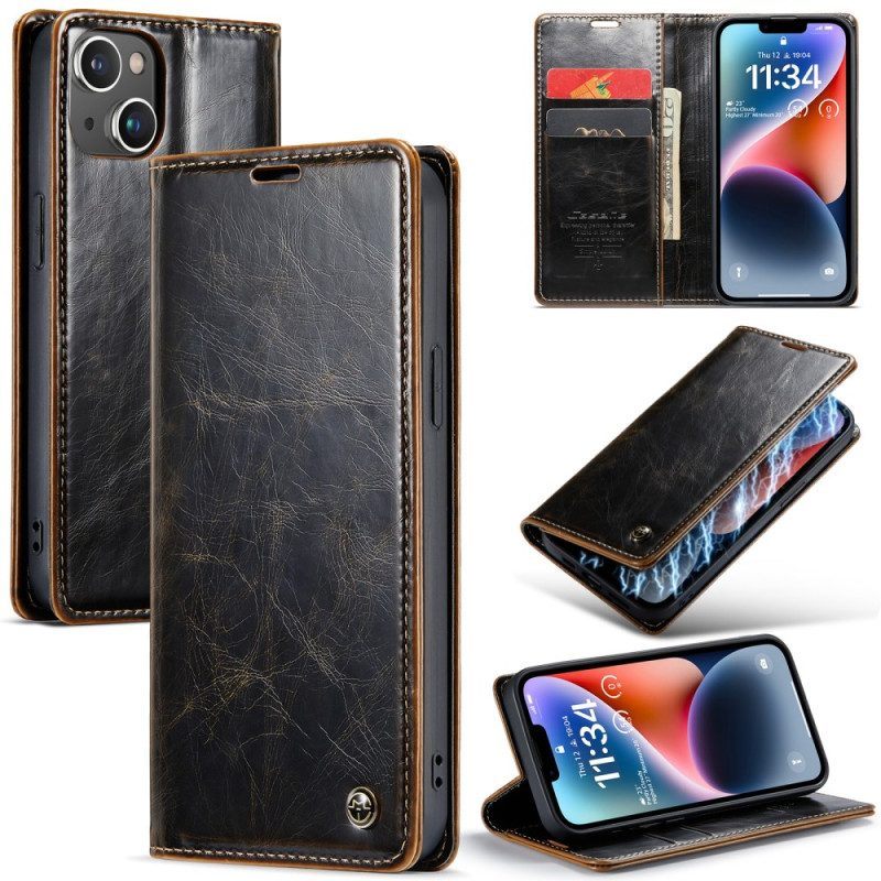 Bescherming Hoesje voor iPhone 15 Plus Folio-hoesje Caseme Gewaxt Kunstleer