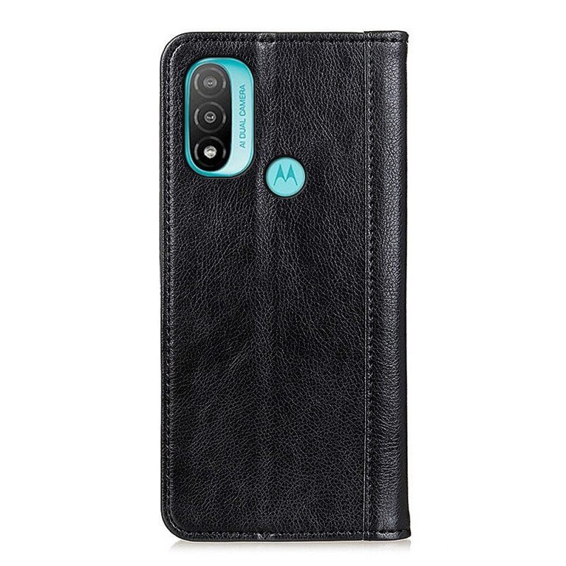 Bescherming Hoesje voor Moto E40 / E30 / E20 Folio-hoesje Elegantie Split Litchi Leer