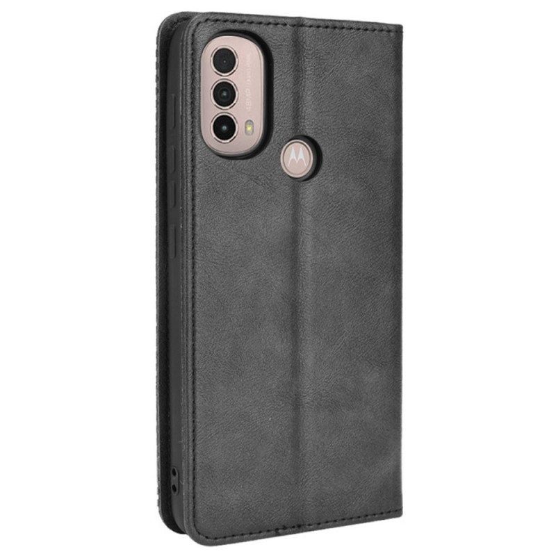 Bescherming Hoesje voor Moto E40 / E30 / E20 Folio-hoesje Gestileerd Vintage Leereffect