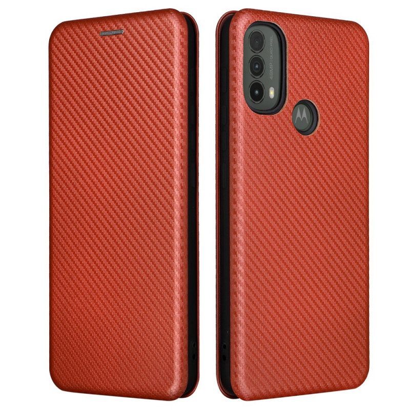 Bescherming Hoesje voor Moto E40 / E30 / E20 Folio-hoesje Koolstofvezel