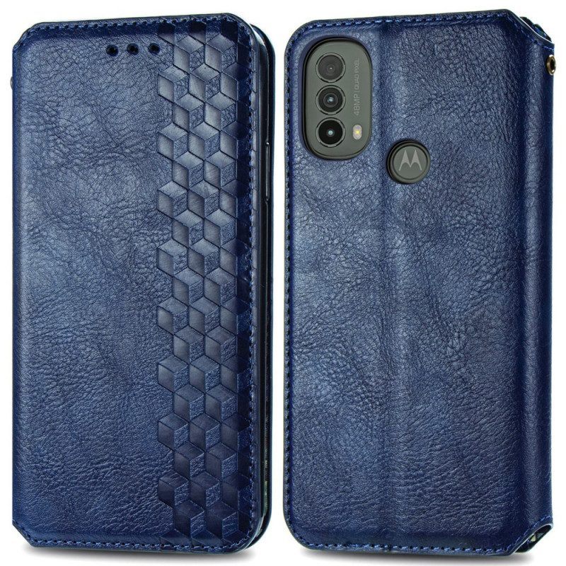 Bescherming Hoesje voor Moto E40 / E30 / E20 Folio-hoesje Leereffect Diamanttextuur