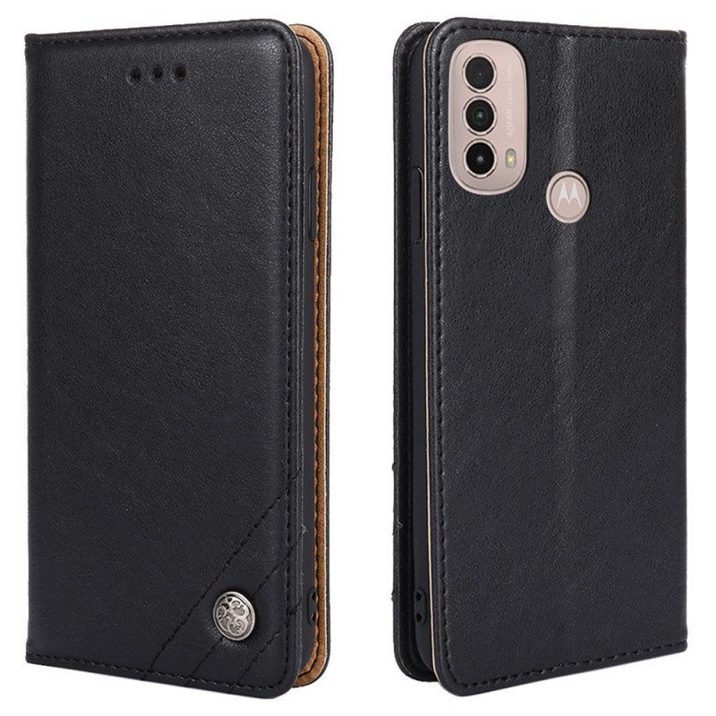 Bescherming Hoesje voor Moto E40 / E30 / E20 Folio-hoesje Stijl Lederen Klinknagel