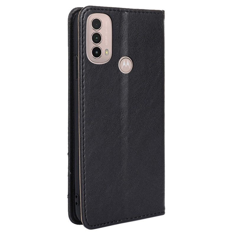 Bescherming Hoesje voor Moto E40 / E30 / E20 Folio-hoesje Stijl Lederen Klinknagel