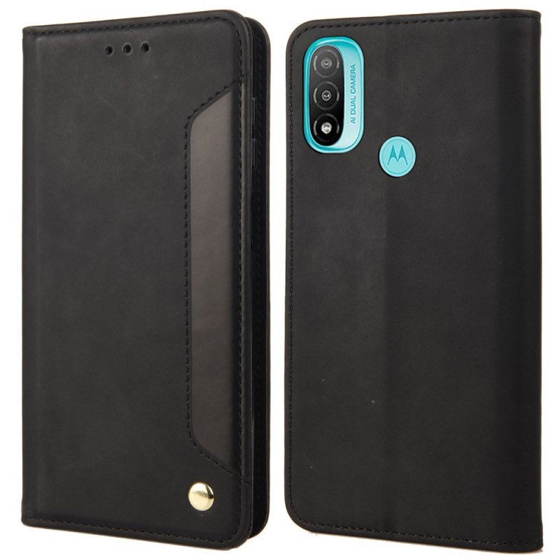 Bescherming Hoesje voor Moto E40 / E30 / E20 Folio-hoesje Tweekleurig Zakelijk Leereffect