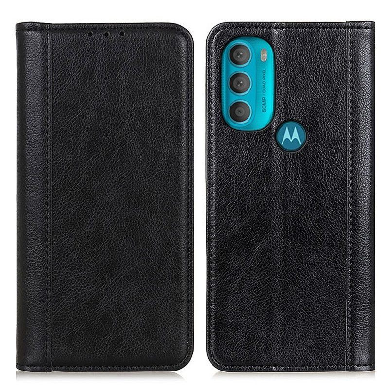 Bescherming Hoesje voor Moto G71 5G Folio-hoesje Elegantie Split Litchi Leer