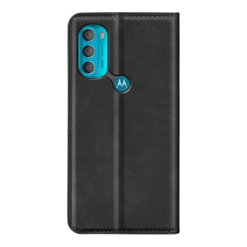 Bescherming Hoesje voor Moto G71 5G Folio-hoesje Zijdezacht Leereffect