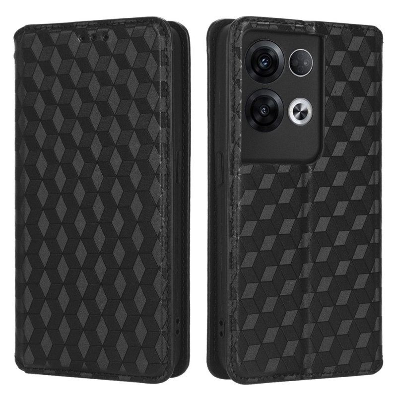 Bescherming Hoesje voor Oppo Reno 8 Folio-hoesje 3d Kubus Leereffect