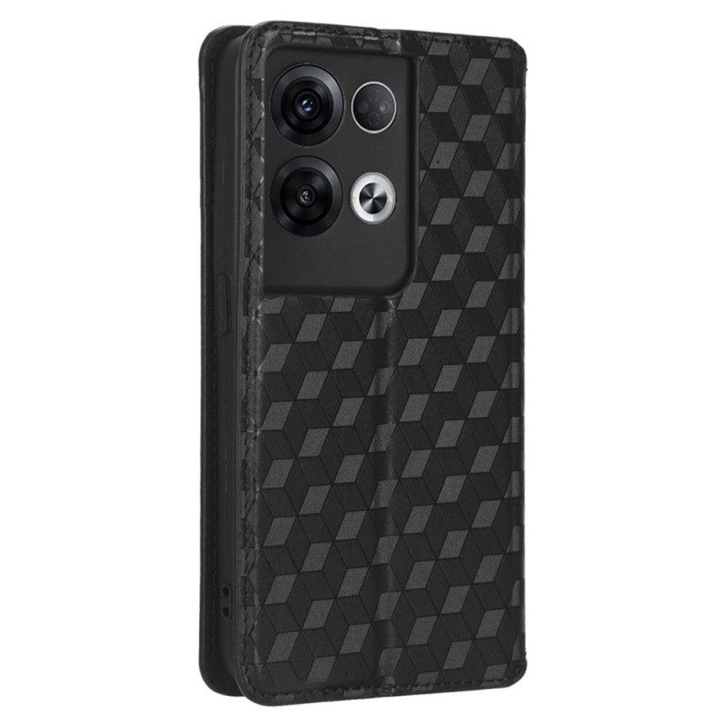 Bescherming Hoesje voor Oppo Reno 8 Pro Folio-hoesje 3d Kubus Leereffect