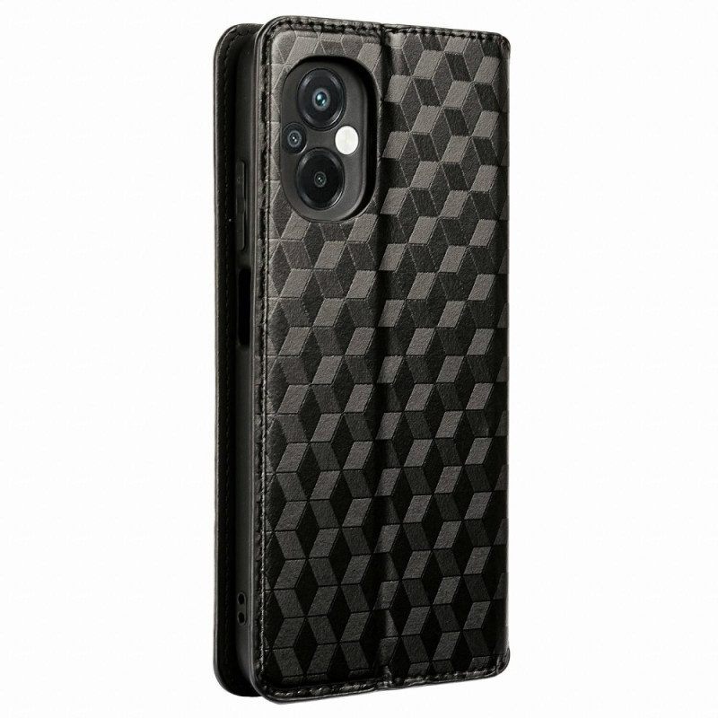 Bescherming Hoesje voor Poco M5 Folio-hoesje 3d Kubus Leereffect