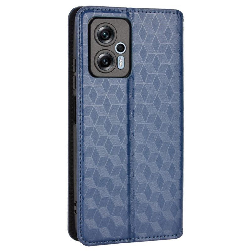 Bescherming Hoesje voor Poco X4 GT Folio-hoesje 3d Kubus Leereffect