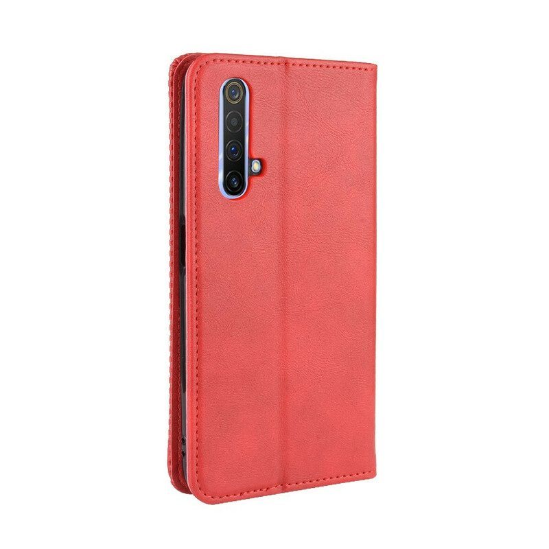 Bescherming Hoesje voor Realme X50 Folio-hoesje Gestileerd Vintage Leereffect