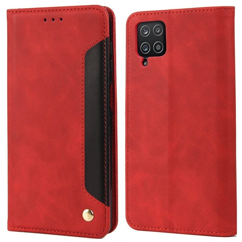 Bescherming Hoesje voor Samsung Galaxy M12 / A12 Folio-hoesje Tweekleurig Zakelijk Leereffect