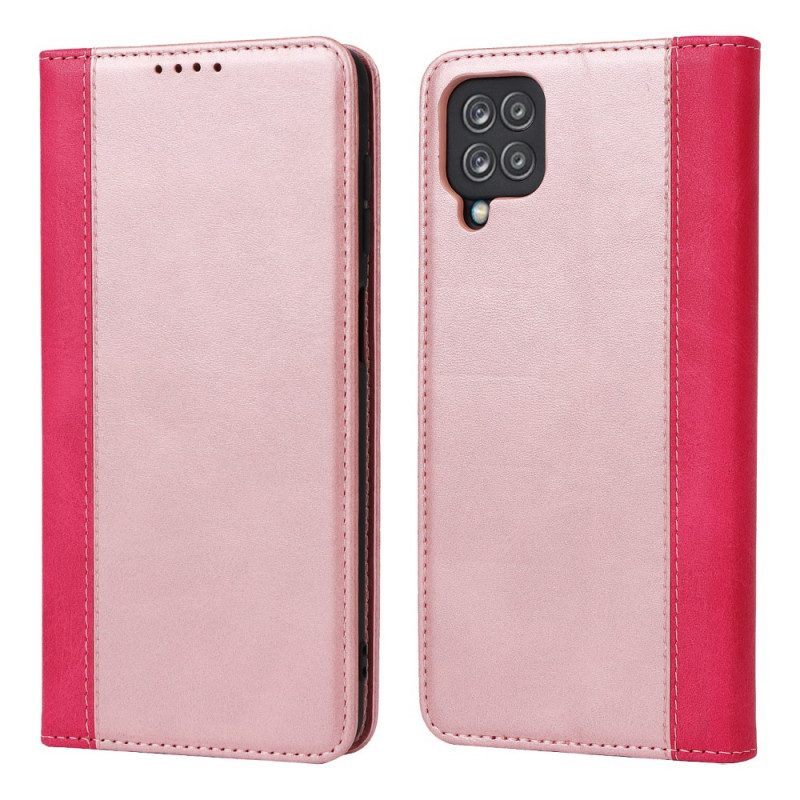 Bescherming Hoesje voor Samsung Galaxy M12 / A12 Folio-hoesje Tweekleurige Lederen Stijl