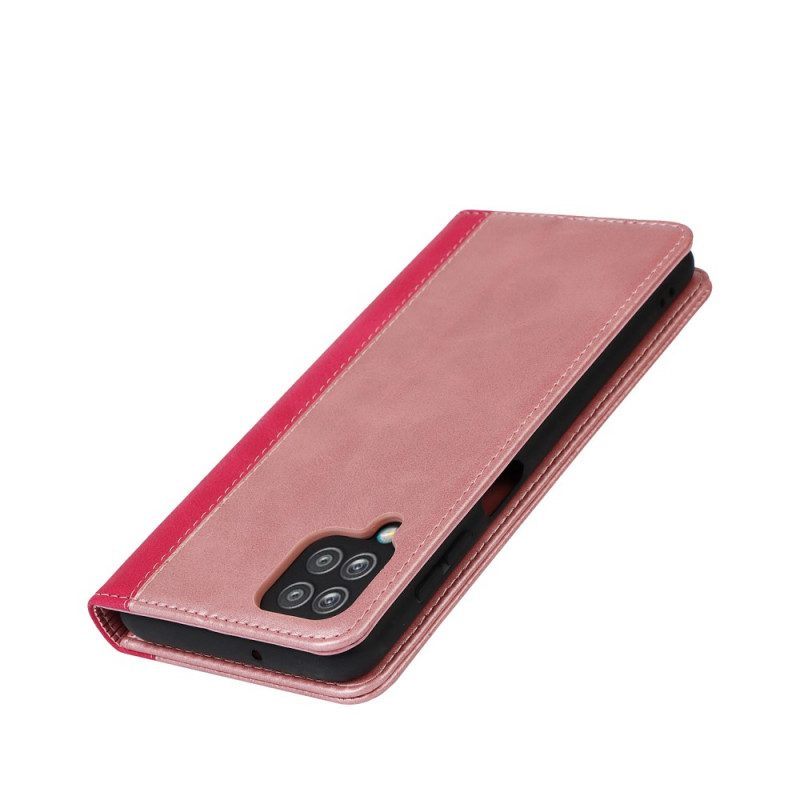 Bescherming Hoesje voor Samsung Galaxy M12 / A12 Folio-hoesje Tweekleurige Lederen Stijl