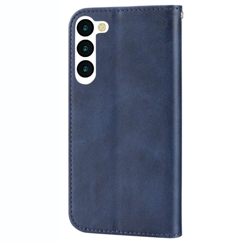 Bescherming Hoesje voor Samsung Galaxy S23 Plus 5G Met Ketting Folio-hoesje Strappy-patroon In 3d