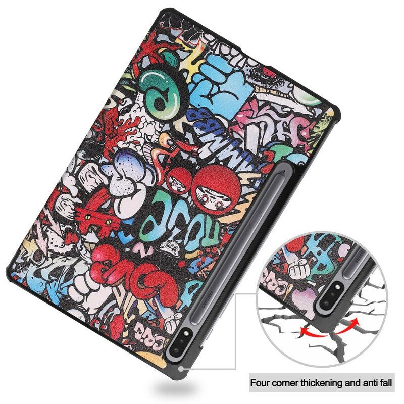 Bescherming Hoesje voor Samsung Galaxy Tab S8 Plus / Tab S7 Plus Graffiti Pennenhouder